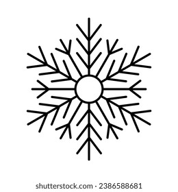 Einfache Weihnachten-Ikone-Schneeflocke. Abstraktes Schnee-Logo frost kaltes Wetter. Winterniederschlag. Flache Vektorgrafik im Kunststil