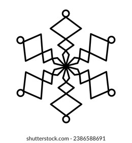Einfache Weihnachten-Ikone-Schneeflocke. Abstraktes Schnee-Logo frost kaltes Wetter. Winterniederschlag. Flache Vektorgrafik im Kunststil