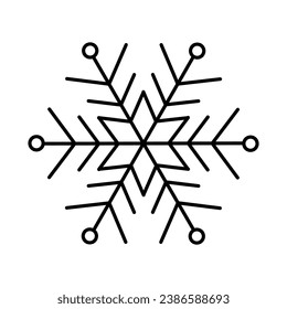 Einfache Weihnachten-Ikone-Schneeflocke. Abstraktes Schnee-Logo frost kaltes Wetter. Winterniederschlag. Flache Vektorgrafik im Kunststil