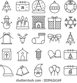 Simple christmas line icons can be used for graphic design to complete your designs on Christmas