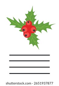 Simple Christmas and New Year card with holiday symbols and space for inscription.