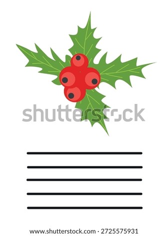 Simple Christmas and New Year card with holiday symbols and space for inscription.