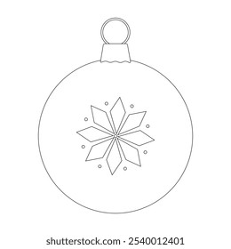 Simple Christmas ornament illustration with a snowflake design, perfect for kids and adults to color during the holiday season.