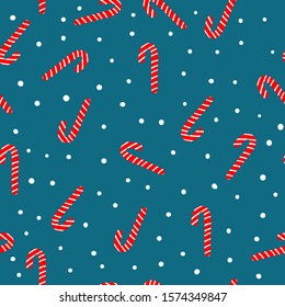 Simple Christmas pattern. Dark blue background, Christmas caramel, snow. The print is well suited for postcards, Wallpaper, banner and textiles.