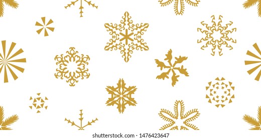 Simple Christmas pattern with golden shapes. Seamless print for winter decorations, gift wrappings, cards and posters.