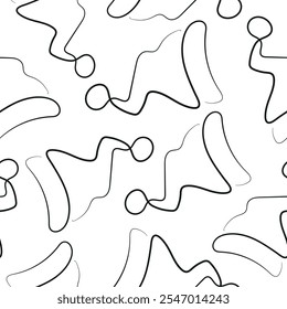 simple Christmas pattern with an unusual Santa Claus hat drawn in line art style