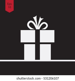 Simple Christmas Present Symbol. Flat Design Style Sign. Vector Illustration