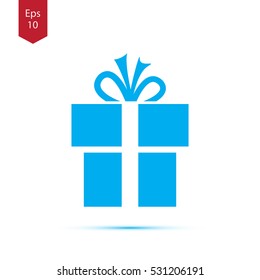 Simple Christmas Present Symbol. Flat Design Style Sign. Vector Illustration