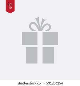 Simple Christmas Present Symbol. Flat Design Style Sign. Vector Illustration