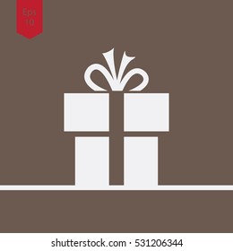 Simple Christmas Present Symbol. Flat Design Style Sign. Vector Illustration