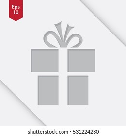 Simple Christmas Present Symbol. Flat Design Style Sign. Vector Illustration
