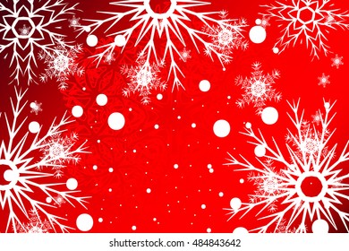 simple christmas red background with snowflake. vector illustration. for design