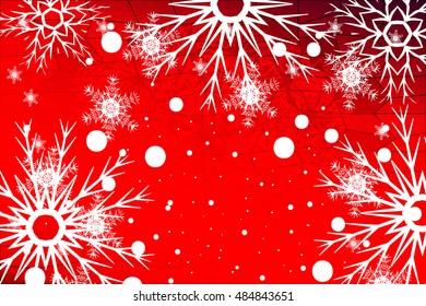 simple christmas red background with snowflake. vector illustration. for design