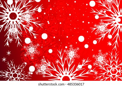 simple christmas red background with snowflake. vector illustration. for design