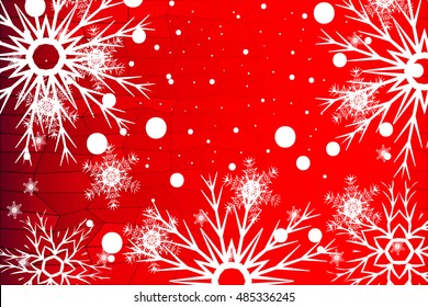 simple christmas red background with snowflake. vector illustration. for design