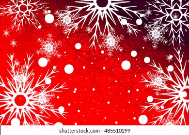 simple christmas red background with snowflake. vector illustration. for design