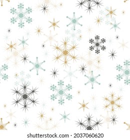Sencilla Navidad de fondo transparente con motivos geométricos. Copos de nieve multicolores en colores pastel con diferentes adornos. Colección de textiles retro sobre fondo blanco para decoración de invierno