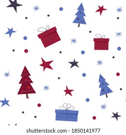 Simple christmas seamless bright pattern. Background can be used for wallpapers, pattern fills, web page backgrounds,surface textures