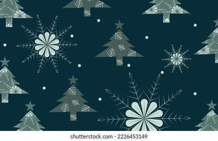 Simple Christmas seamless pattern with geometric patterns. Snowflakes and circles with different ornaments retro textile collection on a colorful floor