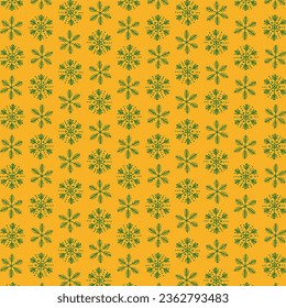Simple Christmas seamless pattern with geometric motifs. Snowflakes and circles with different ornaments. Retro textile collection. On white background