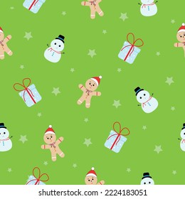 Simple Christmas seamless pattern with New Year elements