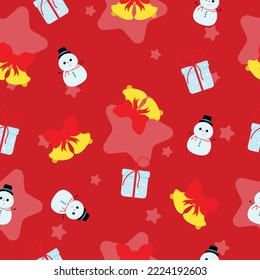 Simple Christmas seamless pattern with New Year elements