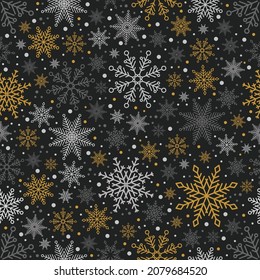 Einfaches, nahtloses Weihnachtsmuster. Schneeflocken mit verschiedenen Ornamenten. Auf weißem Hintergrund
