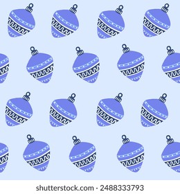Simple Christmas season repeat pattern with a single element, bauble, ornament, ball. Wrapping paper, wallpaper, textile design.