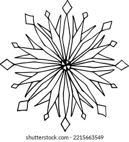 Simple christmas snowflake  hand drawn illustration.