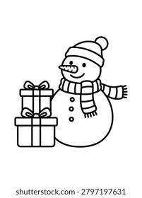 Simple Christmas Snowman Scene