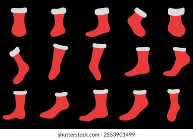 Simple Christmas Stocking Illustration Design Set