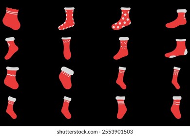 Simple Christmas Stocking Illustration Design Set