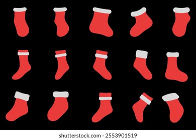 Simple Christmas Stocking Illustration Design Set