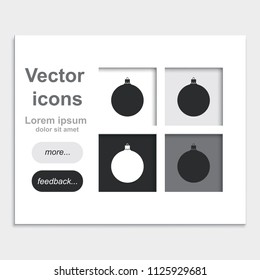 Simple Christmas tree ball placed on web page template vector icon. New Year decoration.