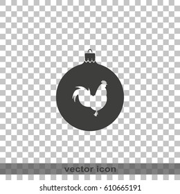 Simple Christmas tree ball with rooster. New Year decoration.