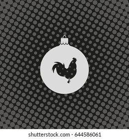 Simple Christmas tree ball with rooster. New Year decoration.