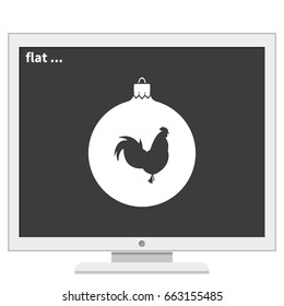 Simple Christmas tree ball with rooster. New Year decoration.
