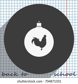 Simple Christmas tree ball with rooster. New Year decoration.