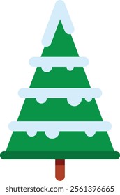 Simple christmas tree covered by snow with stylized design, perfect for christmas projects, greeting cards, websites, social media and much more