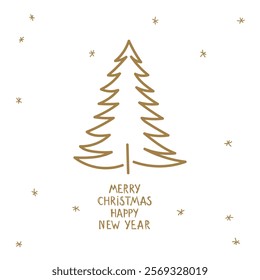 Simple Christmas tree design with festive greetings for holidays and celebrations