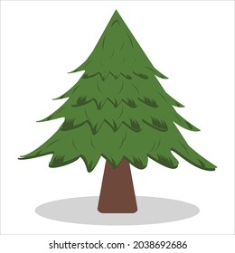 Simple Christmas tree design. Merry Christmas and a happy new year simple tree design. Christmas undecorated tree elements. Xmas traditional symbol tree with snow.