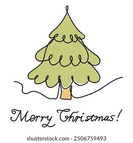 Simple Christmas tree drawing with festive message created in a playful style