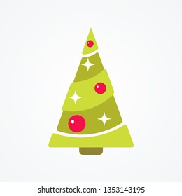Simple Christmas tree in flat style. Vector illustration on white background