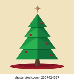 Simple Christmas tree. Flat vector illustration