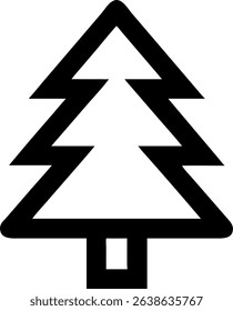 A simple Christmas tree icon on a white background. Ideal for holiday designs, greeting cards, and festive decorations. Clean and scalable design.