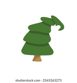 A simple Christmas tree icon, suitable for decorating New Year and Christmas souvenirs. A modern doodle-style icon on a white background.