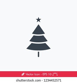 Simple Christmas Tree Icon / Vector