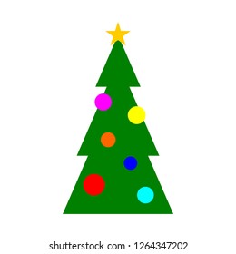 Simple Christmas Tree Icon. Vector Image.