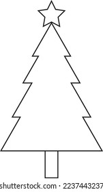 Simple Christmas Tree Icon, White Background - vector illustration