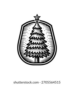 Simple Christmas Tree Line Art Vector
